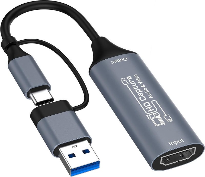 XinYaa Video Capture Card, HDMI to USB/USB-C Capture Card for Streaming, 1080P 60fps Video Capture Device for Game Recording, Compatible for Windows,Quest 3, Switch, OBS, PS4/PS5 - Image 1